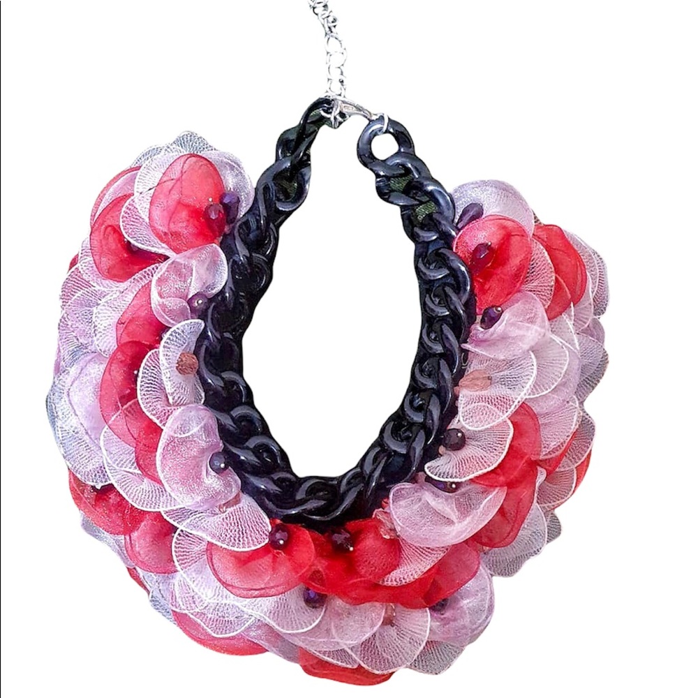 SOLIS italian handmade necklace, lace-up silver